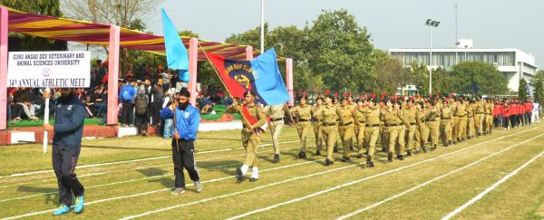 March pass performance by students on 14th Annual Athletic Meet