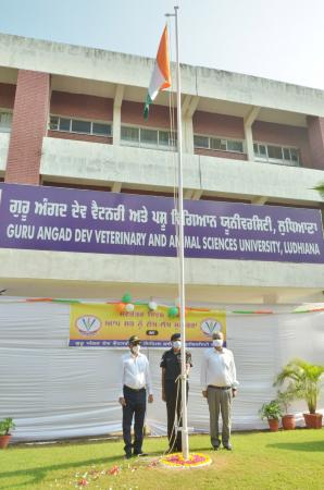 Dr. Inderjeet Singh, Vice–Chancellor GADVASU unfurled the National Flag in the University premises on 74th Independence Day on 15th August 2020